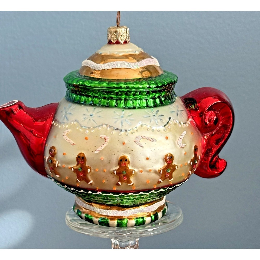 Vintage Kurt Adler Gingerbread Teapot Christmas‎ Ornament Polonaise GlassMercury